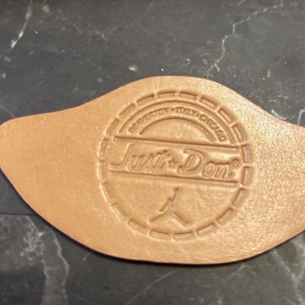 Just Don x Air Jordan Tan Leather Wings Hangtag Keychain Vachetta Tan Gold Chain - Picture 5 of 5